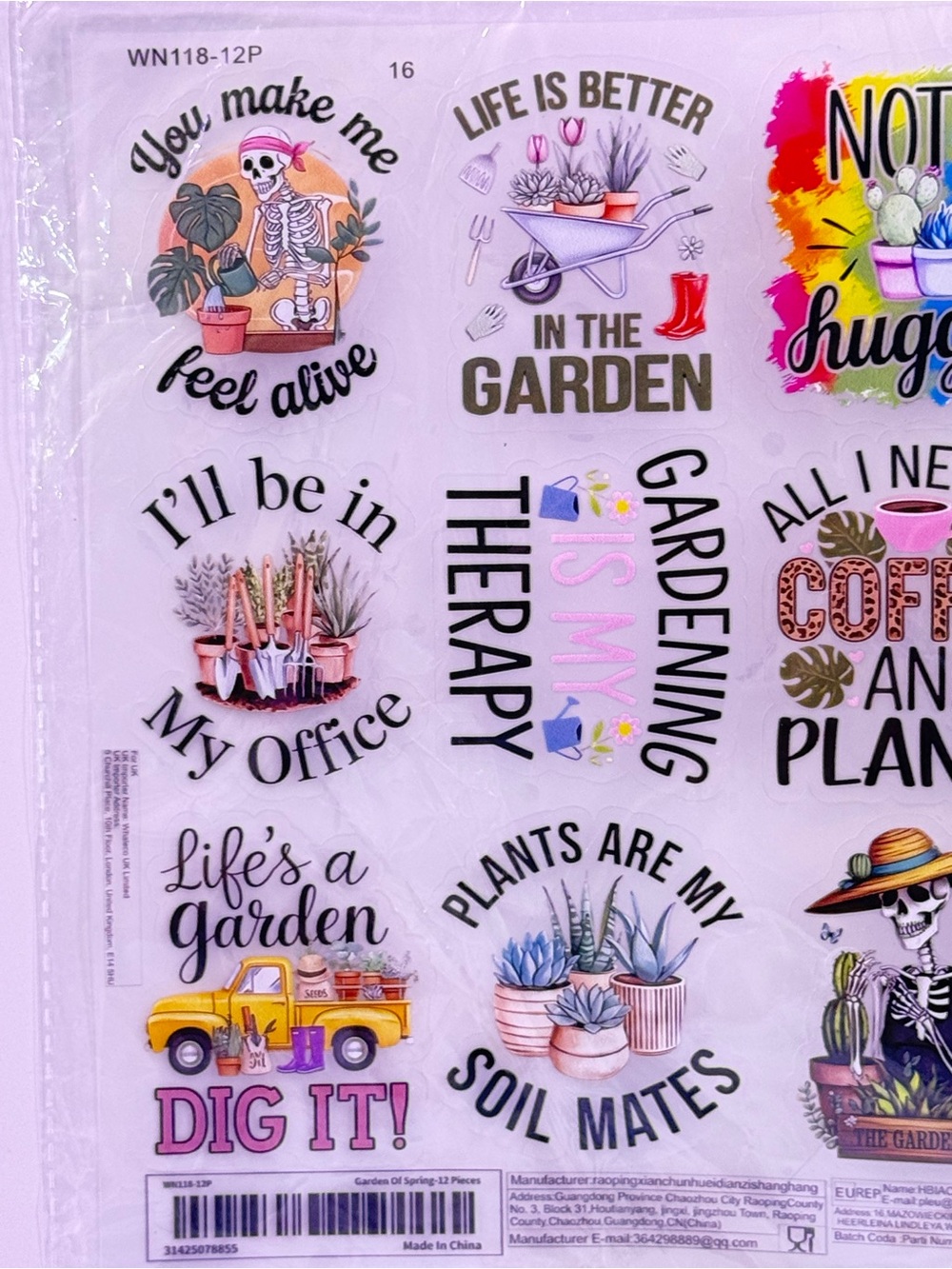 Garden Sticker Sheet - Assorted Color Plant Transfer Decals - Picture 3 of 4
